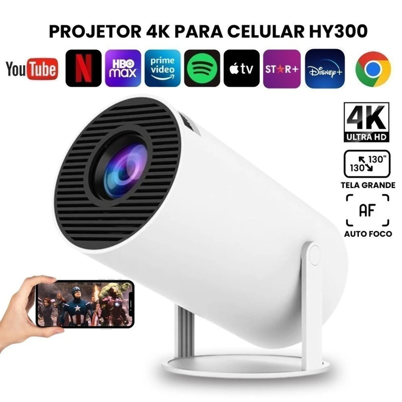 Projetor 4K HD – Imagem Ultra Nítida em Até 300”