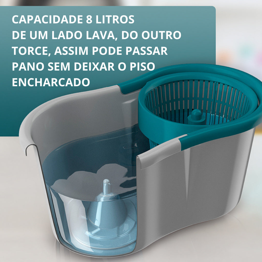 Esfregão Giratório com Reservatório – 360° de Praticidade