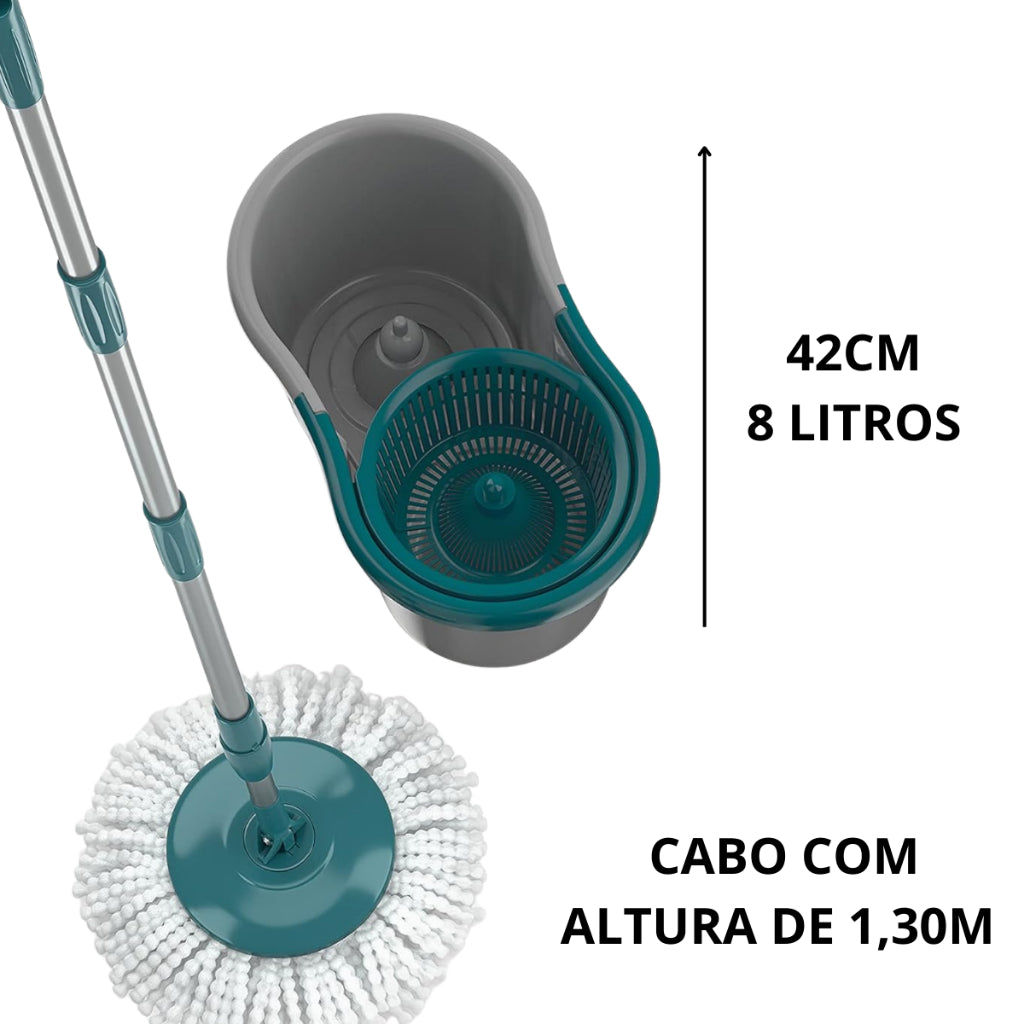 Esfregão Giratório com Reservatório – 360° de Praticidade
