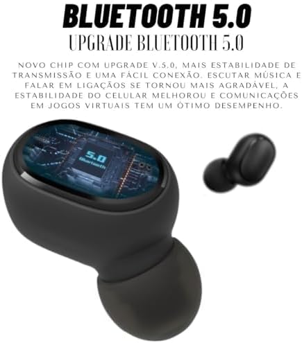 Fones Bluetooth Sem Fio TWS E6S – Som Potente + Estojo Carregador