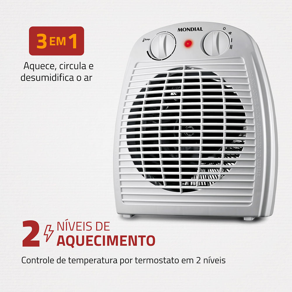 Aquecedor de Ar Portátil – Calor Rápido e Seguro em 3 Níveis