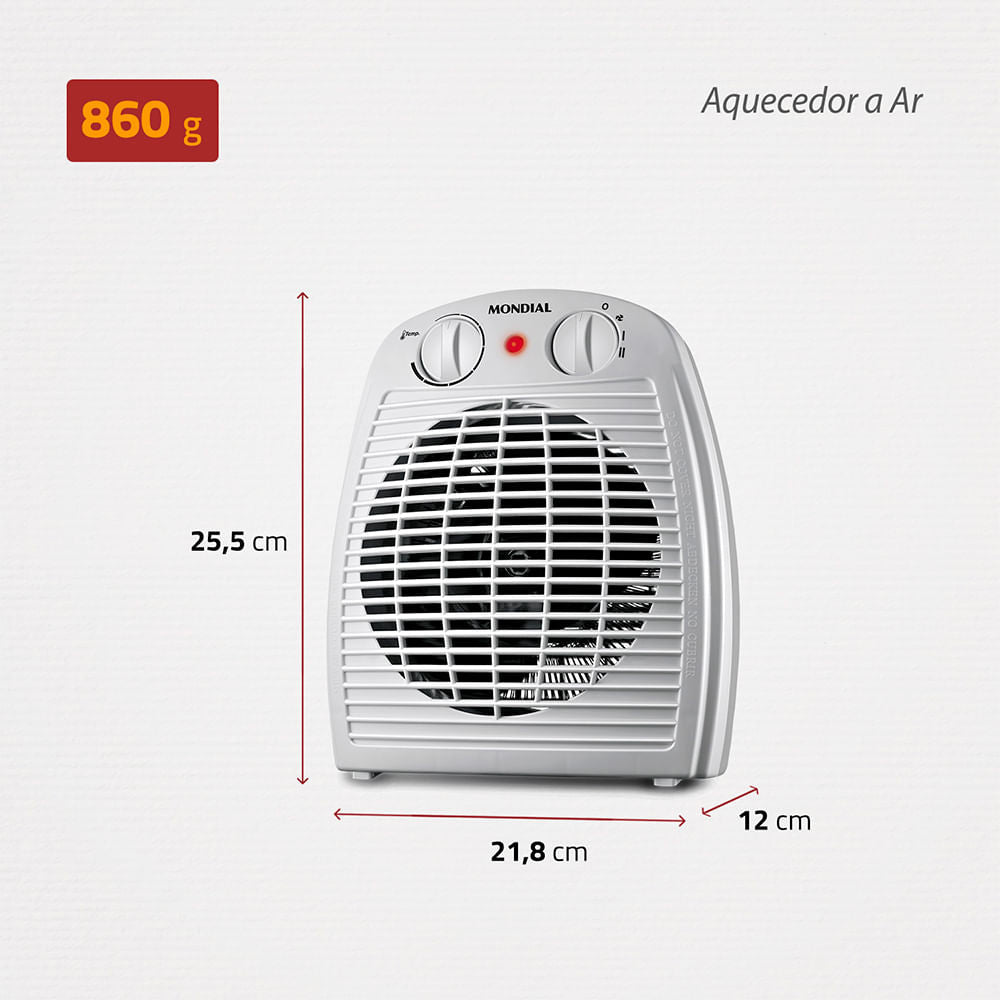 Aquecedor de Ar Portátil – Calor Rápido e Seguro em 3 Níveis