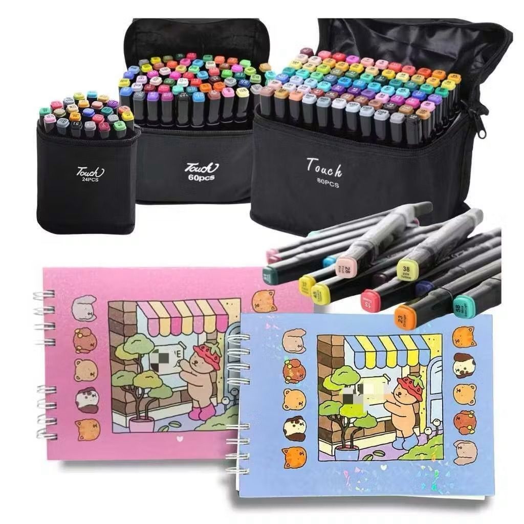 Livro de Colorir Bobbie Goods Capa Dura + Kit 24 Canetinhas Ponta Dupla